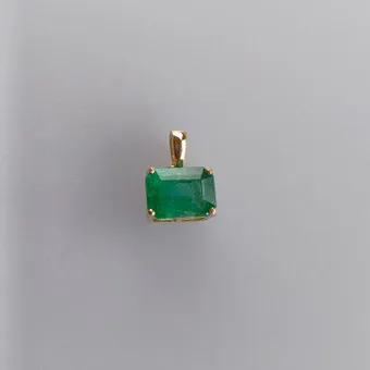 Smaragd hanger met diamanten - geelgoud 585/000, smaragd smaragdslijping 1,5 ct.