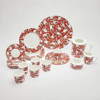 KEITH HARING. Villeroy & Boch, limited coffee service for 6 people, 'A Piece of Art', porcelain, 1991, Germany. (22).