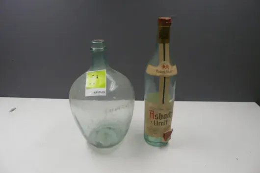 1x glass carboy, 1x Asbach Uralt bottle (empty)