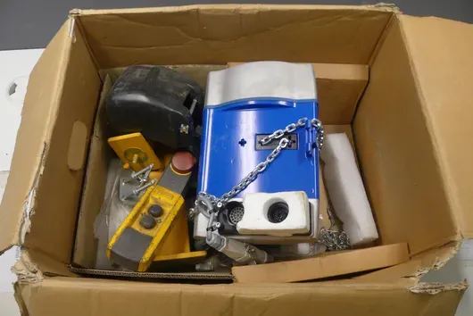 ABUS - Palan à chaîne électrique avec boîtier de commande, sac à chaîne et notice d'utilisation