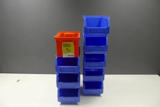 9x Stapelboxen/Sortierkisten, blau, orange