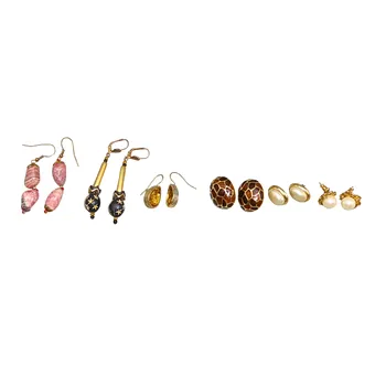 SIX PAIRS OF EARRINGS AND STUD EARRINGS WITH VARIOUS IMITATION PEARL AND STONE ELEMENTS.