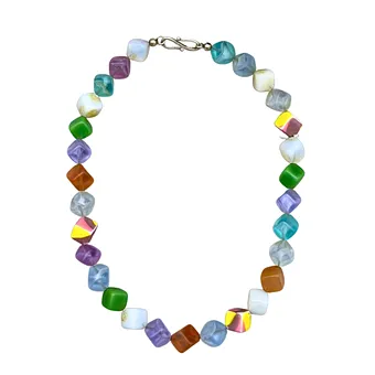 COLLIER CUBES COLORÉS AVEC FERMOIR EN S 925 SILVER.