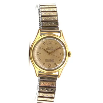 Laco men's wristwatch, manual wind, gold-plated case, champagne dial; shockproof, antimagnetic, waterproof circa 1950.
