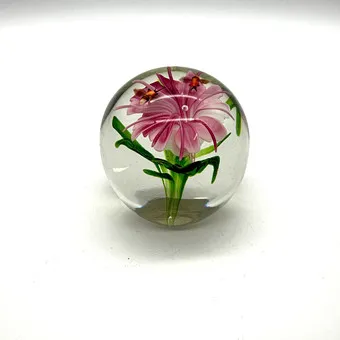 PAPIERGEWICHT GLAS BLOEM INSECTEN.