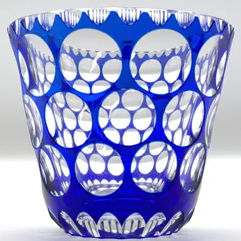 GLAS VAN CARL ROTTER, LÜBECK, KRISTALGLAS, BLAUW EN HELDER GLAS.
