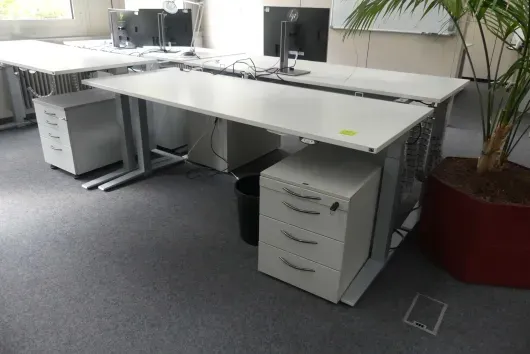 1x bureau à hauteur réglable électrique avec 1x caisson de bureau