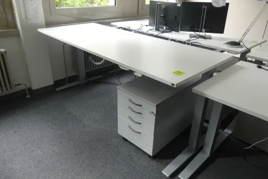 1x bureau à hauteur réglable électrique avec 1x caisson de bureau