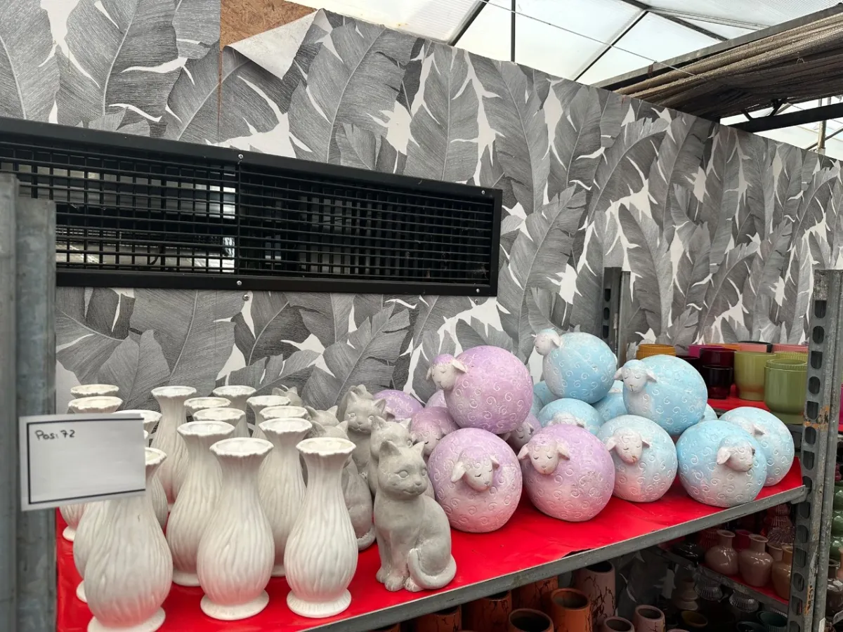 Lot of various decorations (cats, sheep, vases)
