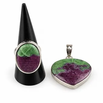 PARURE BIJOUX / BAGUE & PENDENTIF - ARGENT STERLING.