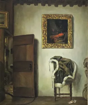 HENDRICK VAN DER BURGH. REPLIKA. Holandský interiér, olej na plátně.
