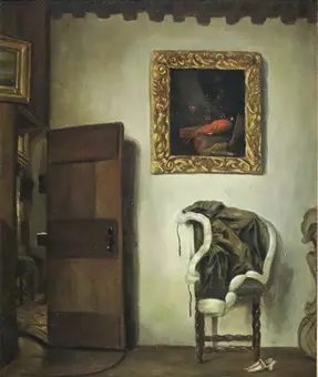 HENDRICK VAN DER BURGH. REPLIKA. Holandský interiér, olej na plátně.