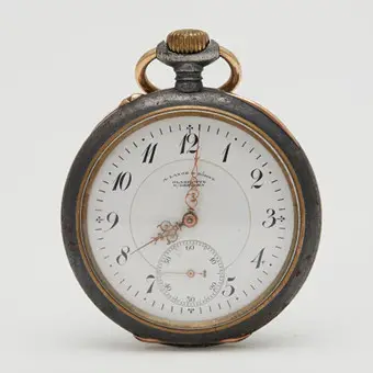 A. LANGE & SÖHNE, GLASHÜTTE 1A. Kapesní hodinky Lépine, DUF gunmetal, kolem 1915, Německo.