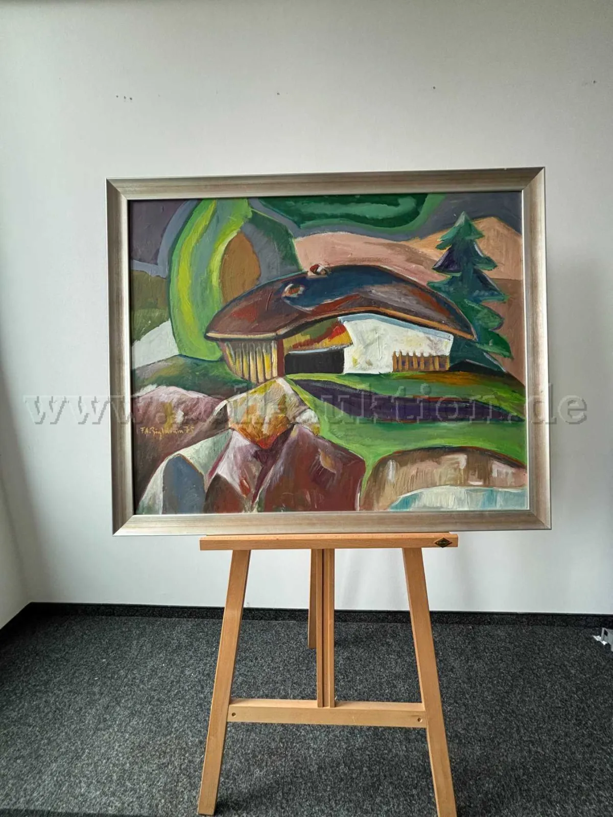 1 schilderij van kunstenaar Fred Arnus Zigldrum - Almhütte - olieverf