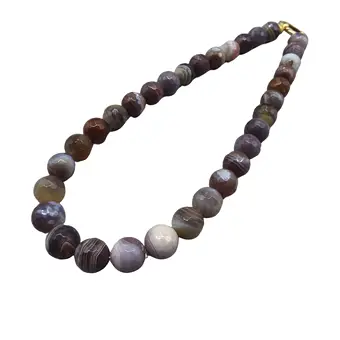 Collier de perles en agate naturelle facettée avec fermoir en argent 925