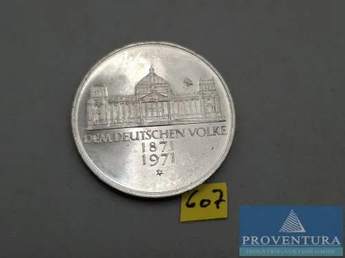 Silbermünze Bundesrepublik Deutschland 5 DM 100 Jahre Reichsgründung 1971 vz Silber .625 11.2 gr Rauhgewicht