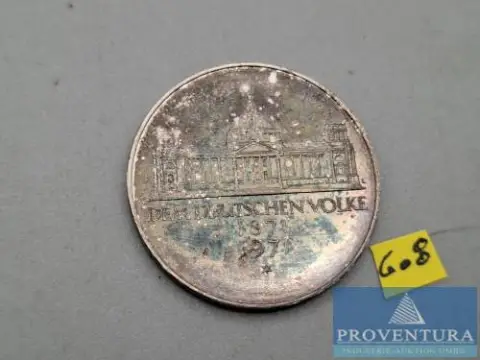 Pièce en argent République fédérale d'Allemagne 5 DM 100 ans fondation de l'Empire 1971 TTB argent .625 11,2 g poids brut