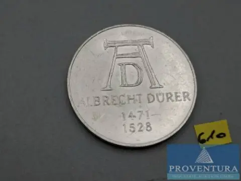 Pièce en argent République fédérale d'Allemagne 5 DM Albrecht Dürer 1971 vz argent .625 11,2 g poids brut
