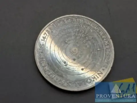 Pièce en argent République fédérale d'Allemagne 5 DM Nicolas Copernic 1973 pp argent .625 11,2 g poids brut