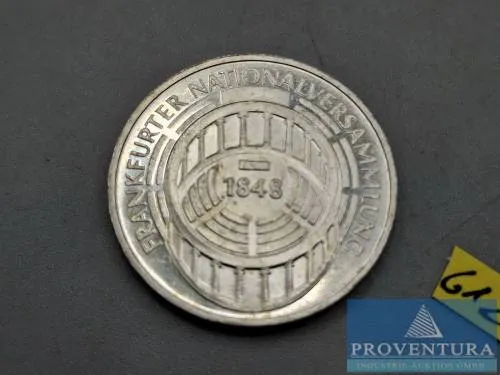 Pièce en argent République fédérale d'Allemagne 5 DM Assemblée nationale de Francfort 1973 vz argent .625 11,2 g poids brut