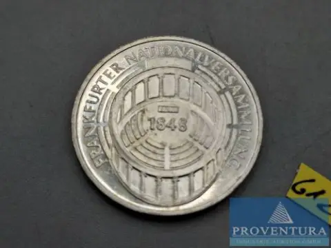 Pièce en argent République fédérale d'Allemagne 5 DM Assemblée nationale de Francfort 1973 vz argent .625 11,2 g poids brut