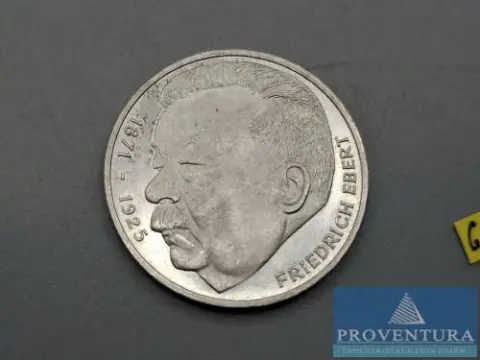 Pièce en argent République fédérale d'Allemagne 5 DM Friedrich Ebert 1975 vz argent .625 11,2 g poids brut