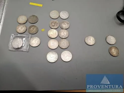 Silver coins Federal Republic of Germany 19x 5 DM Silver Eagle 1951 Silver .625 11.2 g gross weight