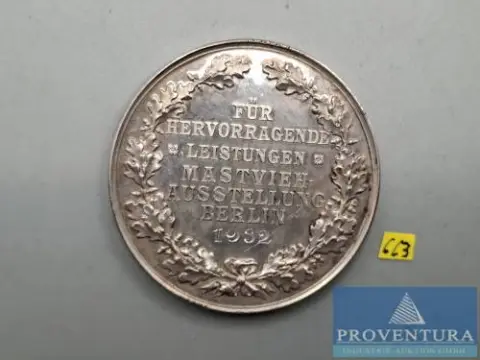 Médaille en argent Exposition de bétail de boucherie 1932 argent .990 60,52 g poids brut