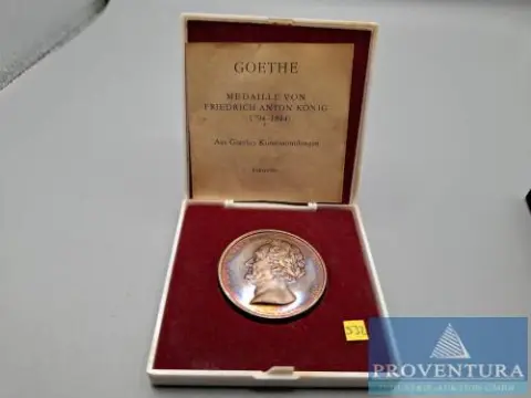 Medal Johann Wolfgang von Goethe faksymile 1975 Freidrich Anton König bez napisu na rancie masa brutto 37,58 g