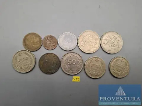 Monety obiegowe Turcja 5 kuruszy-2500 lirów 1957-1992 10 sztuk