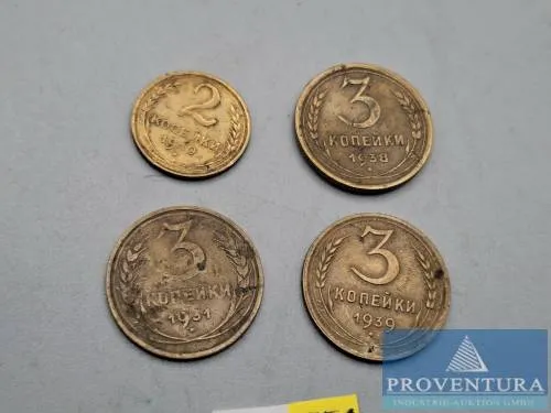 Pièces de circulation URSS 2 kopecks 1940 3 kopecks 1930 1938 1939