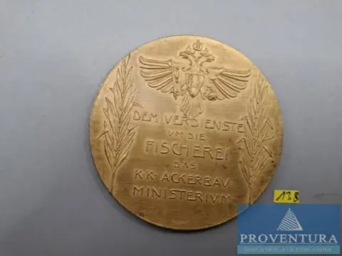 Médaille de mérite pêche au ministère impérial de l'agriculture Vienne 1906
