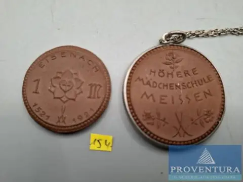 Monnaie de nécessité Allemagne porcelaine de Meissen 1x Eisenach 1 mark 1921 Men05 6273 Scheuch 109a