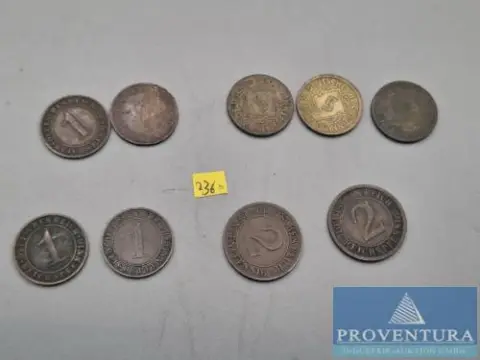 Circulatiemunten Duitse Rijk 1923-1933 4x 1 Reichspfennig