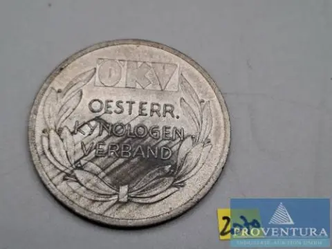 Medaille ÖKV Oesterr. Kynologen-Verband verliehen an Axel v. Pöch-Larn Wien 31.V. 1.VI.1947 "Sehr gut"