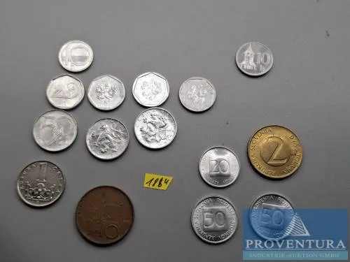 Monety obiegowe 10x Czechy 1x Słowacja 4x Słowenia