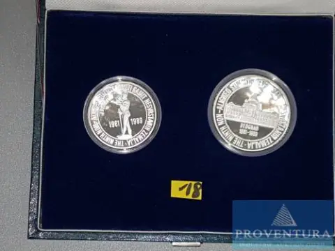Silbermünzensatz Jugoslawien Gipfel der blockfreien Staaten 50.000 und 100.000 Dinar 1989 pp