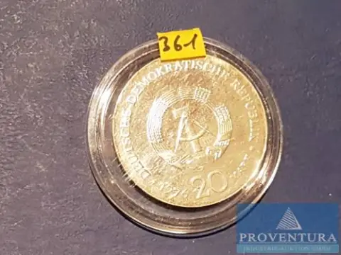 Silbermünze DDR 20 Mark Wilhelm Liebknecht 1976