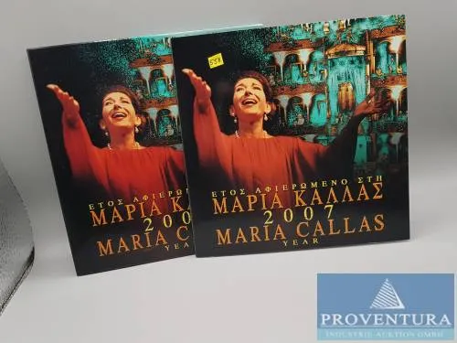 Набор евро Греция Мария Каллас 2007 1 цент - 2 евро + 10 евро Мария Каллас