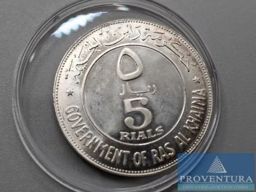 Silbermünze Ras al Chaima 5 Riyal 1389/1969 st Silber .835 15 gr Rauhgewicht