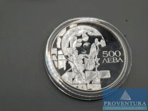 Pièce en argent Bulgarie 500 leva 1993 Saint Théodore Stratilate état frappé argent .925 33,625 g poids brut
