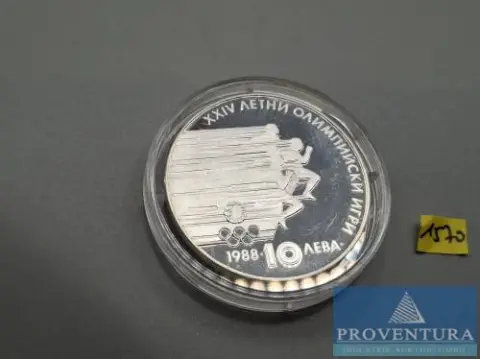 Pièce en argent Bulgarie 10 Leva 1988 Jeux Olympiques d'été PP argent .640 18,75 g poids brut