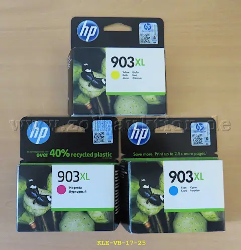 3 inkoustové kazety HP 903XL T6M03AE BGX; T6M07AE BGX; T6M11AE BGX