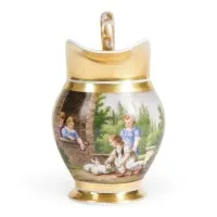 Petit pot à crème avec enfants jouant