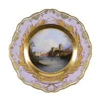 Fine talerz z widokiem na miasto Pembroke i zamek