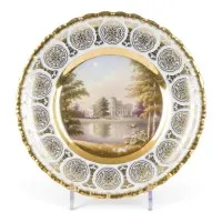 Fine assiette avec vue du palais Ielaguine à Saint-Pétersbourg