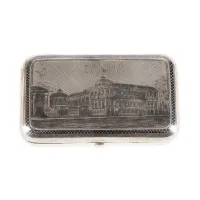 Niello sigarettenetui met architectuurgezicht