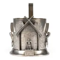 Très fin porte-verre à thé avec motif architectural figuratif