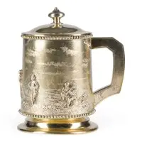 Couvercle de verre vermeil avec scène de musiciens et de danse paysanne
