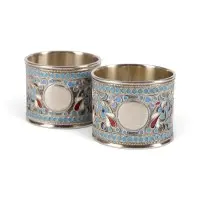 Paar cloisonné-emaille servetringen